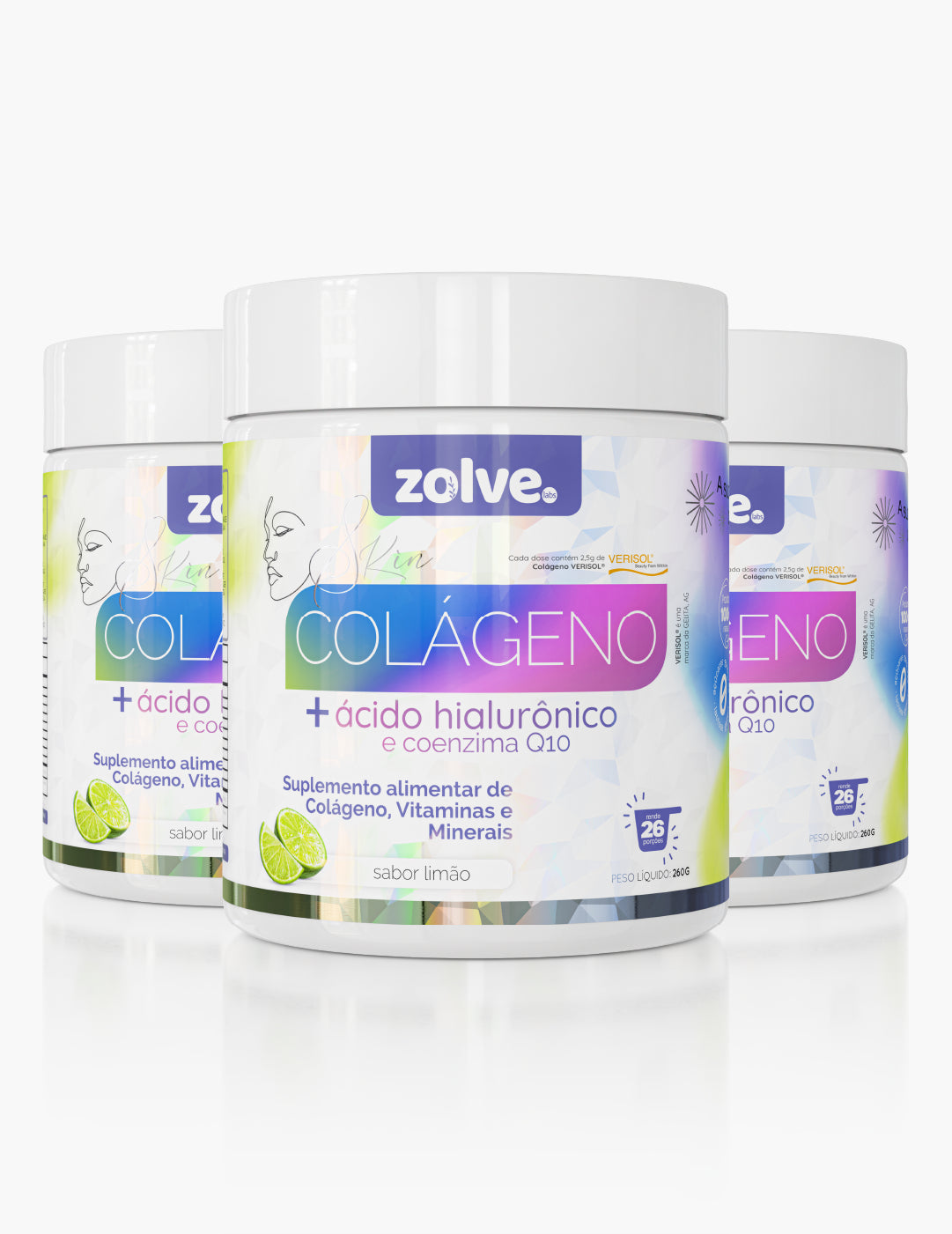 Zolve Skin Colágeno Verisol® Limão - 3 Potes