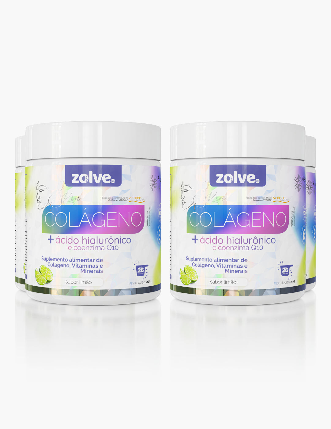 Zolve Skin Colágeno Verisol® Limão - 4 Potes