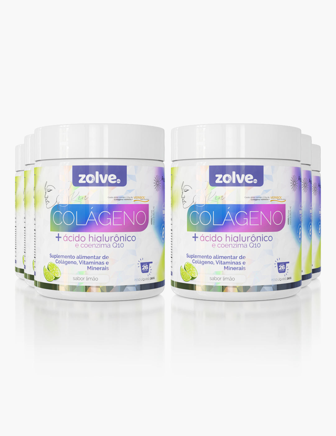 Zolve Skin Colágeno Verisol® Limão - 6 Potes