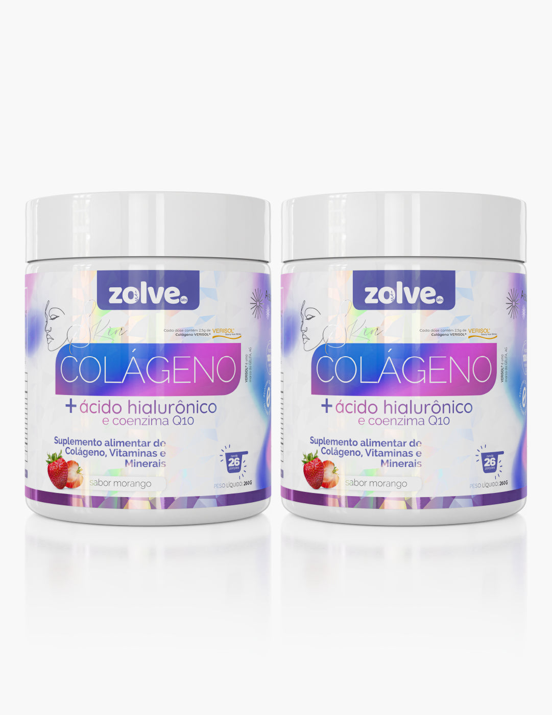 Zolve Skin Colágeno Verisol® Morango - 2 Potes